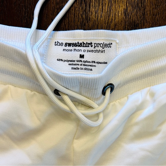 The Sweatshirt Project White Moto Joggers | Quilted Panels NWT M Zip Pockets - Picture 2 of 6